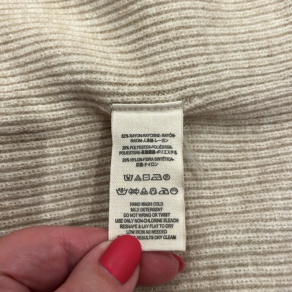 Free People Cream Softly Structured Tunic Sweater Size M Oversized - Picture 8 of 9